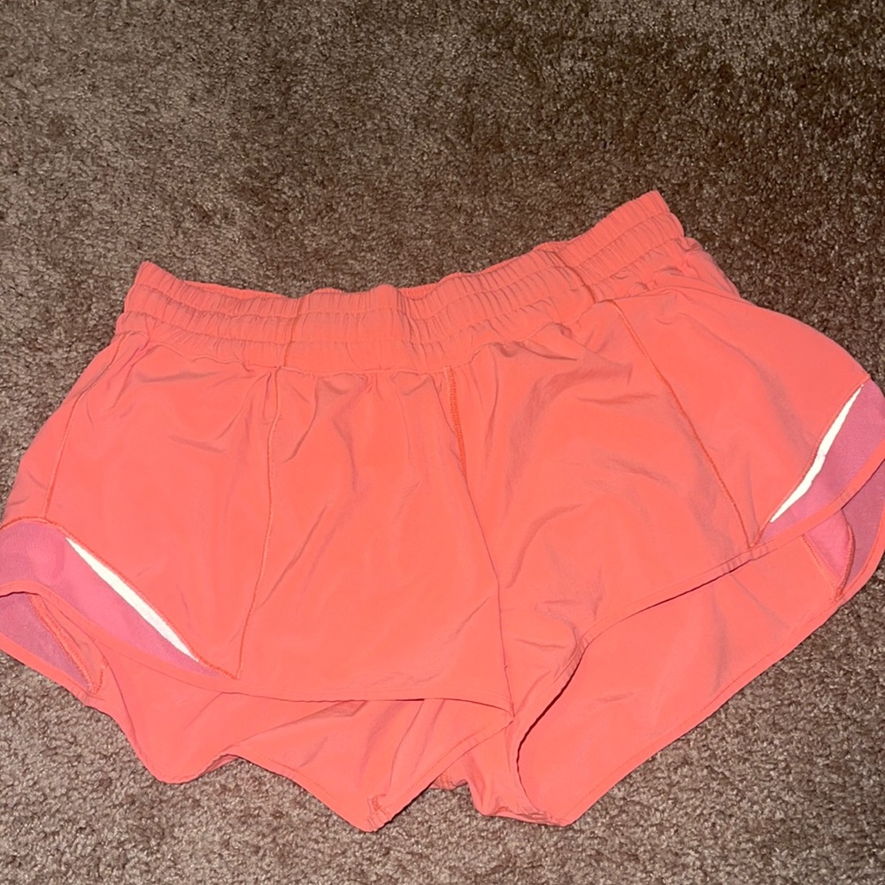 Neon orange lululemon shorts